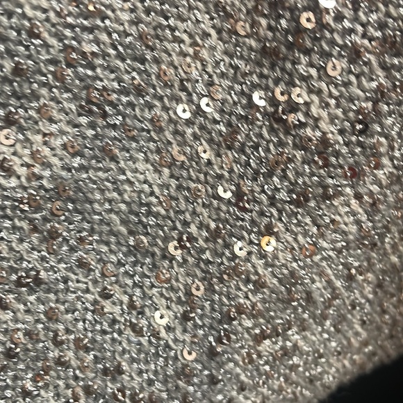 INC Grey With Silver Sequin Cowl Neck Sweater Size L - Picture 2 of 4